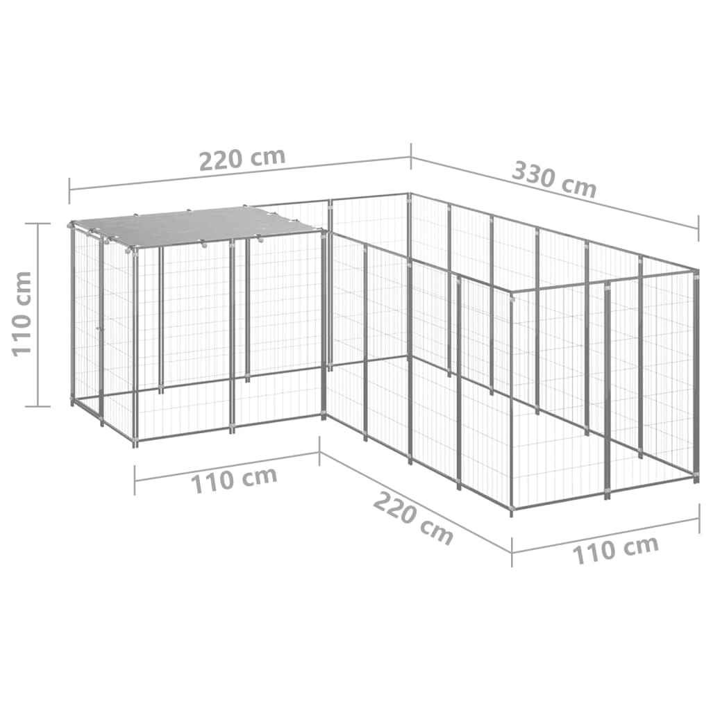 vidaXL Σπιτάκι Σκύλου Ασημί 4,84 μ² Ατσάλινο
