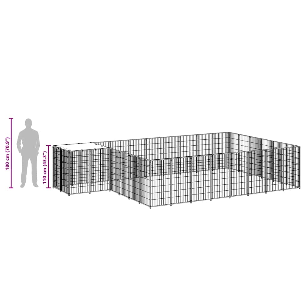 vidaXL Σπιτάκι Σκύλου Ασημί 15,73 μ² Ατσάλινο