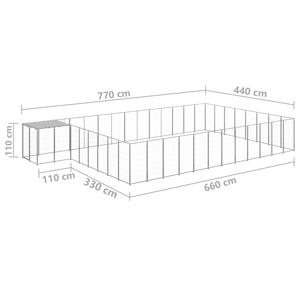 vidaXL Σπιτάκι Σκύλου Ασημί 30,25 μ² Ατσάλινο