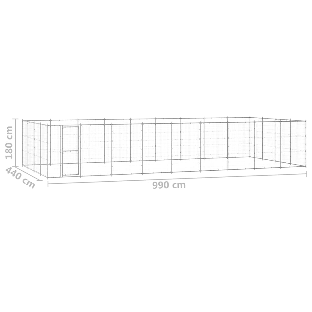 vidaXL Κλουβί Σκύλου Εξωτερικού Χώρου 43,56 μ² από Γαλβανισμένο Χάλυβα