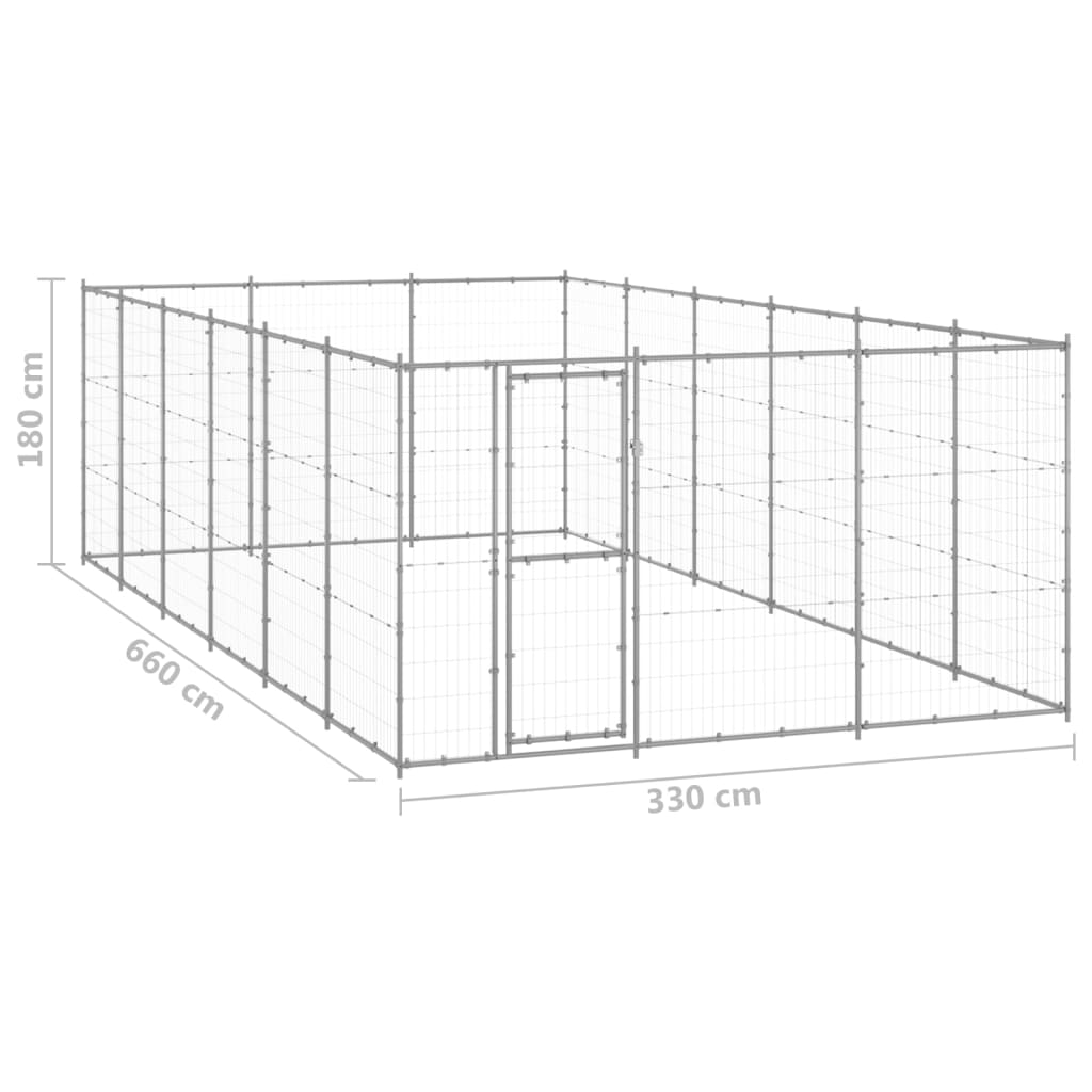 vidaXL Κλουβί Σκύλου Εξωτερικού Χώρου 21,78 μ² από Γαλβανισμένο Χάλυβα