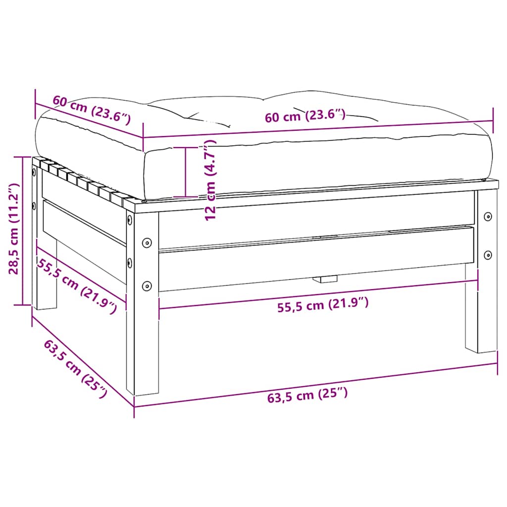vidaXL Σαλόνι Κήπου Σετ 3 τεμ Λευκό από Μασίφ Ξύλο Πεύκου με Μαξιλάρια