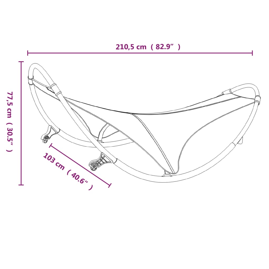 vidaXL Ξαπλώστρα Κουνιστή με Ροδάκια Γκρι Ατσάλι & Ύφασμα Textilene