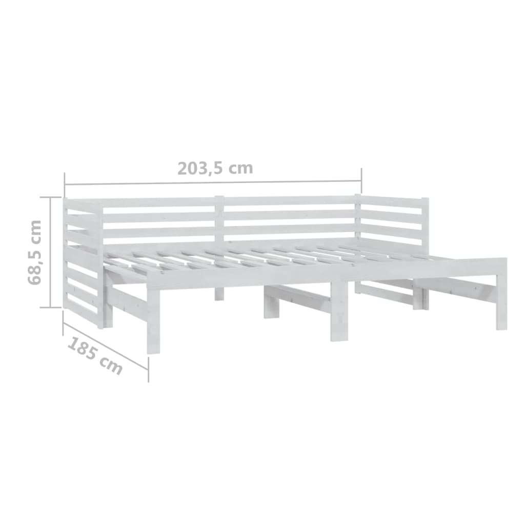 vidaXL Καναπές Κρεβάτι Συρόμενος Λευκός 2x(90x200) εκ. Ξύλο Πεύκου