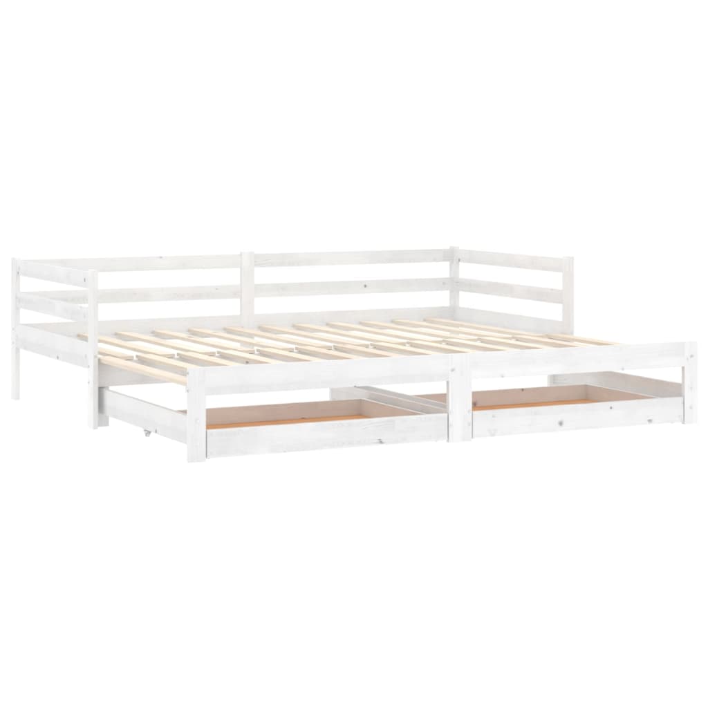vidaXL Καναπές Κρεβάτι Συρόμενος Λευκός 2x(90x200) εκ. Ξύλο Πεύκου