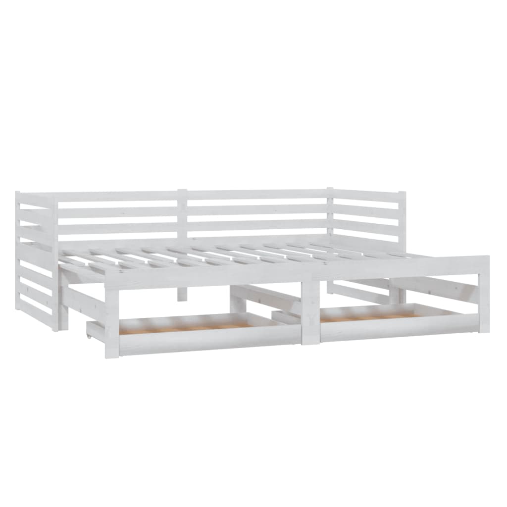 vidaXL Καναπές Κρεβάτι Συρόμενος Λευκός 2x(90x200) εκ. Ξύλο Πεύκου