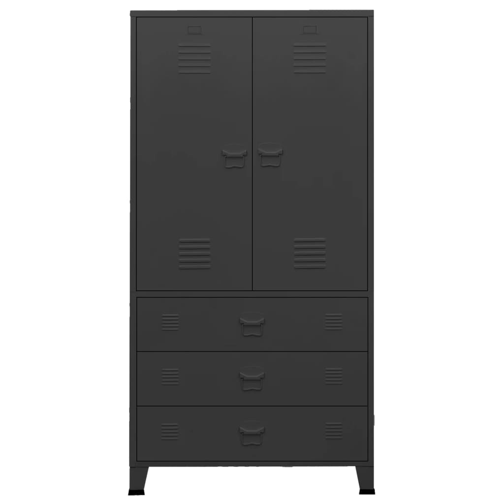 vidaXL Ντουλάπα Βιομηχανική Μαύρη 90 x 50 x 180 εκ. Μεταλλική