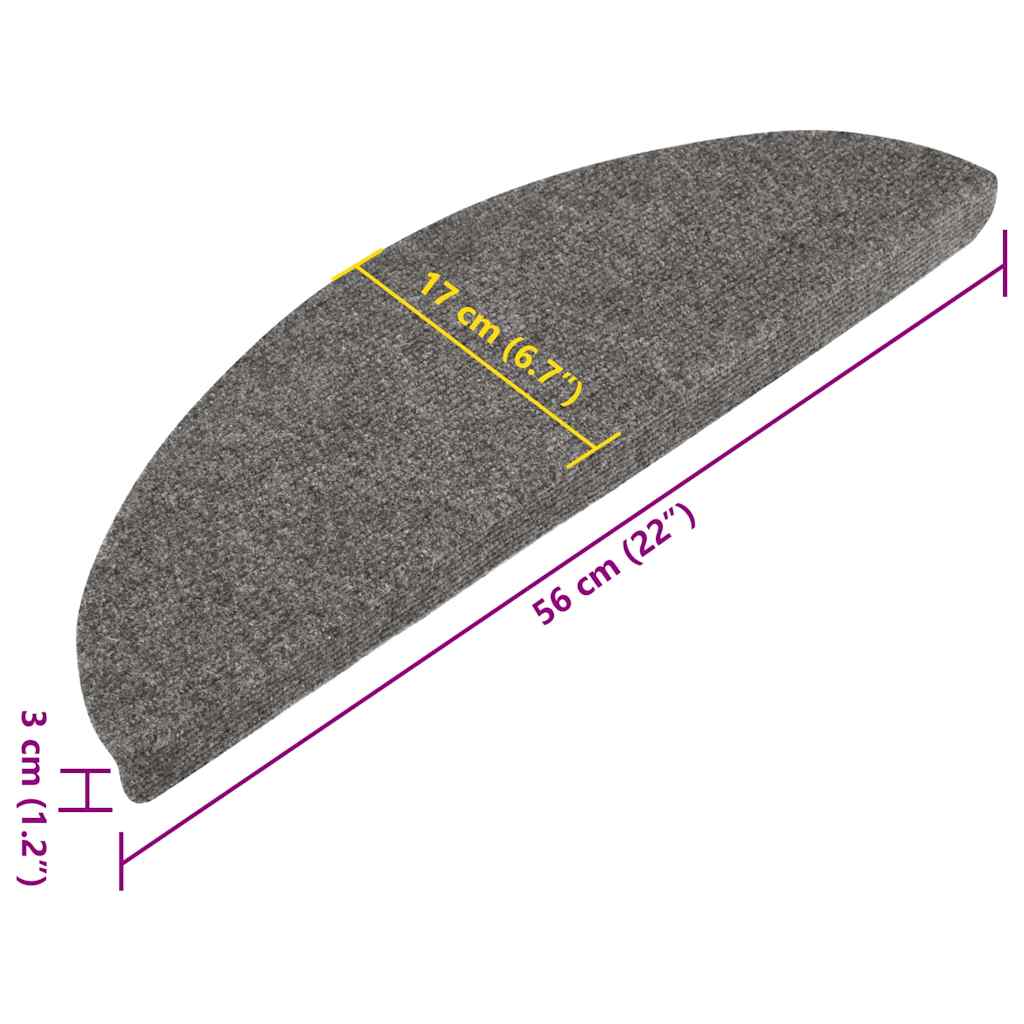 vidaXL Πατάκια Σκάλας Αυτοκόλλητα 15 τεμ. Γκρι 56x17x3 εκ.