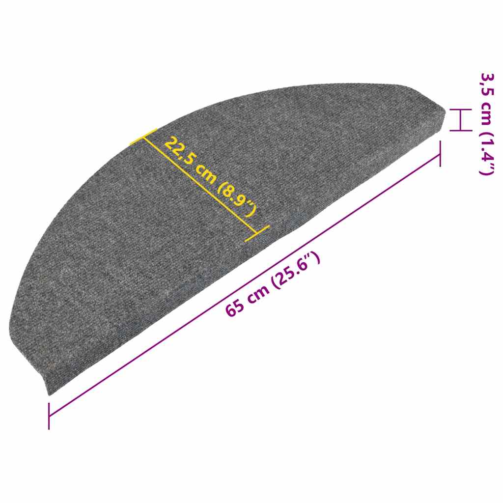 vidaXL Πατάκια Σκάλας Αυτοκόλλητα 15 τεμ. Γκρι 65x22,5x3,5 εκ.