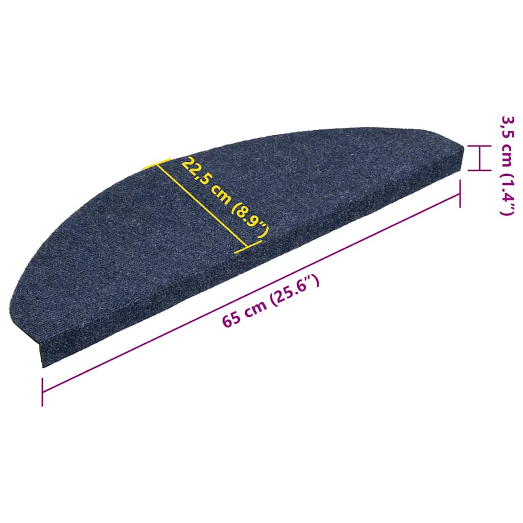 vidaXL Πατάκια Σκάλας Αυτοκόλλητα 15 τεμ. Μπλε 65x22,5x3,5 εκ.