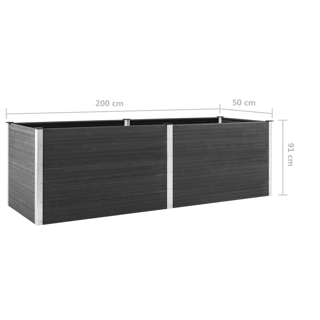 vidaXL Ζαρντινιέρα Υπερυψωμένη Γκρι 200 x 50 x 91 εκ. από WPC