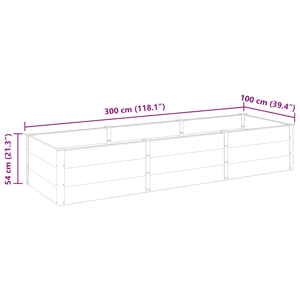 vidaXL Ζαρντινιέρα Κήπου Υπερυψωμένη Γκρι 300 x 100 x 54 εκ. από WPC