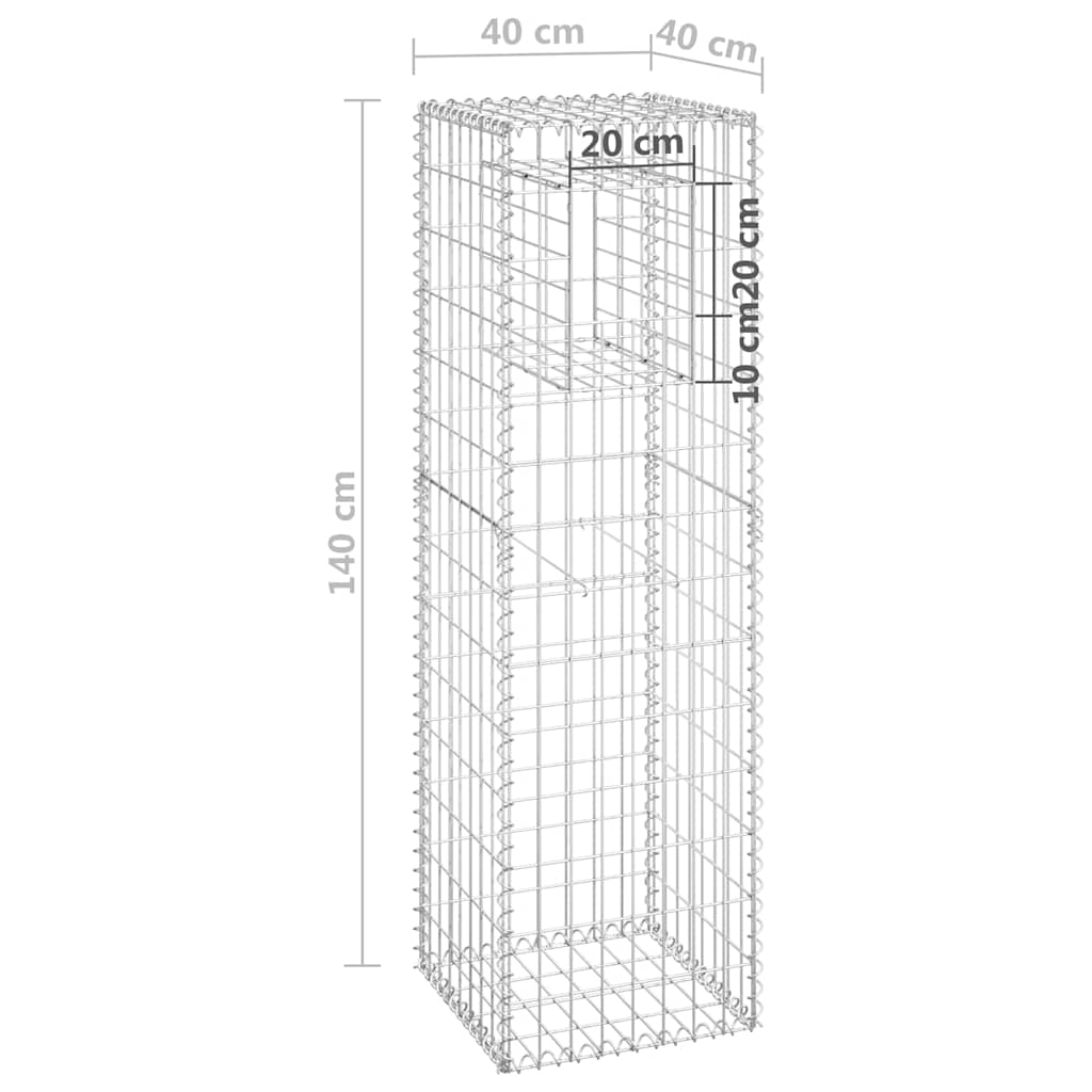 vidaXL Συρματοκιβώτιο Στύλος 40 x 40 x 140 εκ. Σιδερένιο