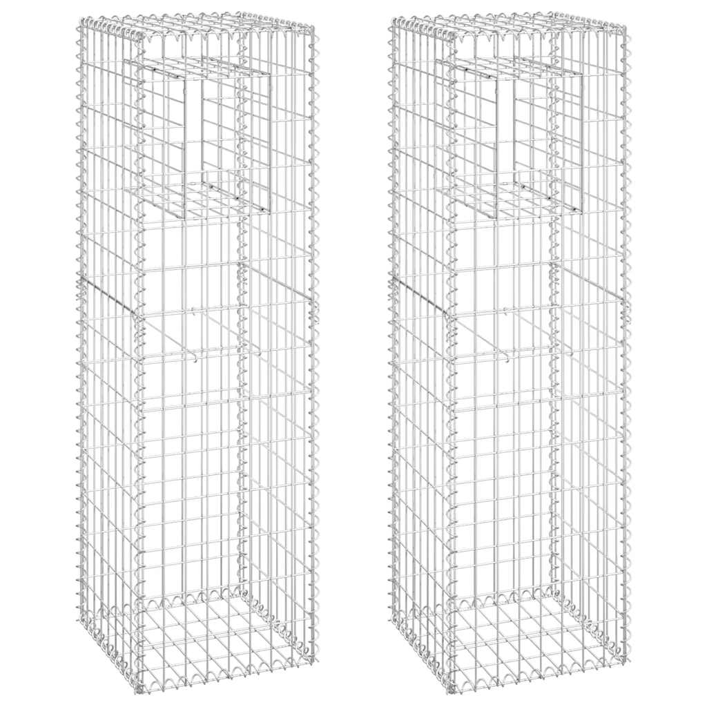 vidaXL Συρματοκιβώτια Στύλοι 2 τεμ. 40 x 40 x 140 εκ. Σιδερένιοι