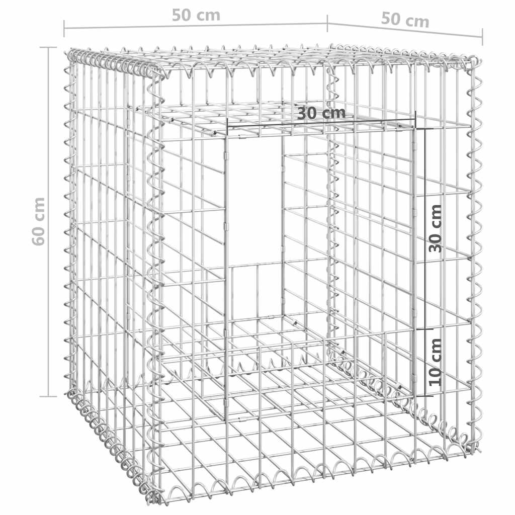 vidaXL Συρματοκιβώτιο Στύλος 50 x 50 x 60 εκ. Σιδερένιο
