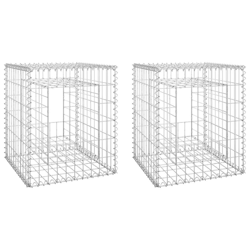 vidaXL Συρματοκιβώτια Στύλοι 2 τεμ. 50 x 50 x 60 εκ. Σιδερένιοι