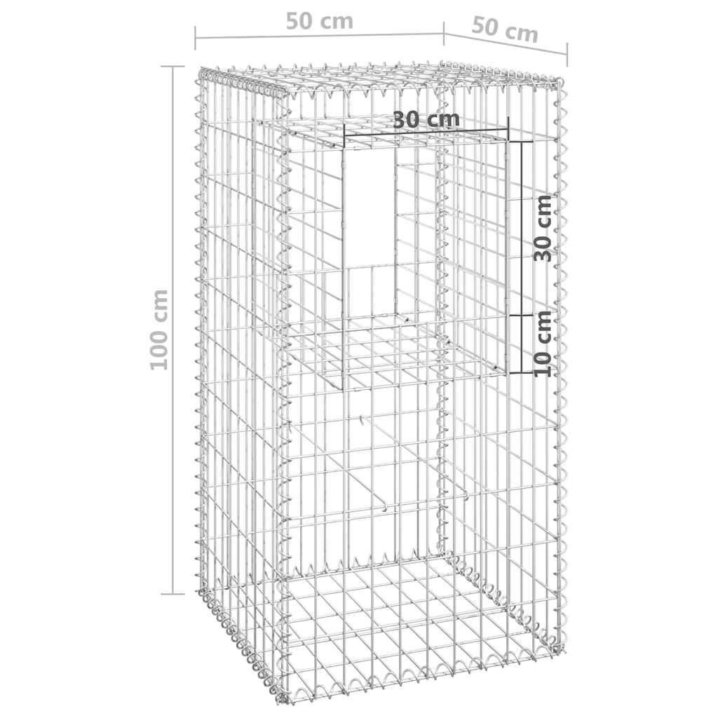 vidaXL Συρματοκιβώτιο Στύλος 50 x 50 x 100 εκ. Σιδερένιο