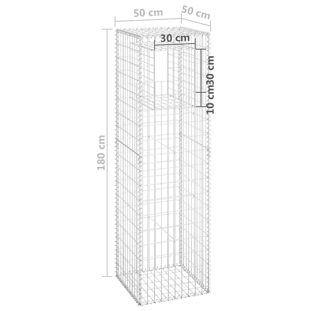 vidaXL Συρματοκιβώτιο Στύλος 50 x 50 x 180 εκ. Σιδερένιο