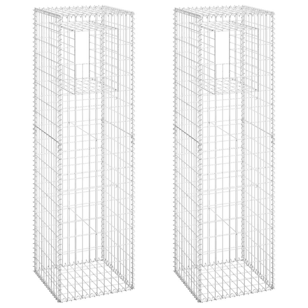 vidaXL Συρματοκιβώτια Στύλοι 2 τεμ. 50 x 50 x 180 εκ. Σιδερένιοι