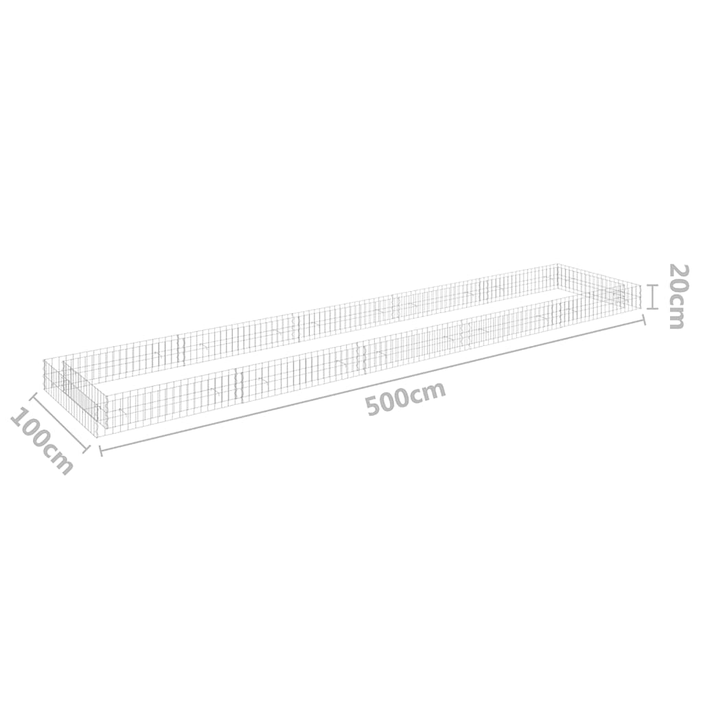 vidaXL Συρματοκιβώτιο-Γλάστρα Υπερυψωμένη 500x100x20 εκ. Γαλβ. Χάλυβας