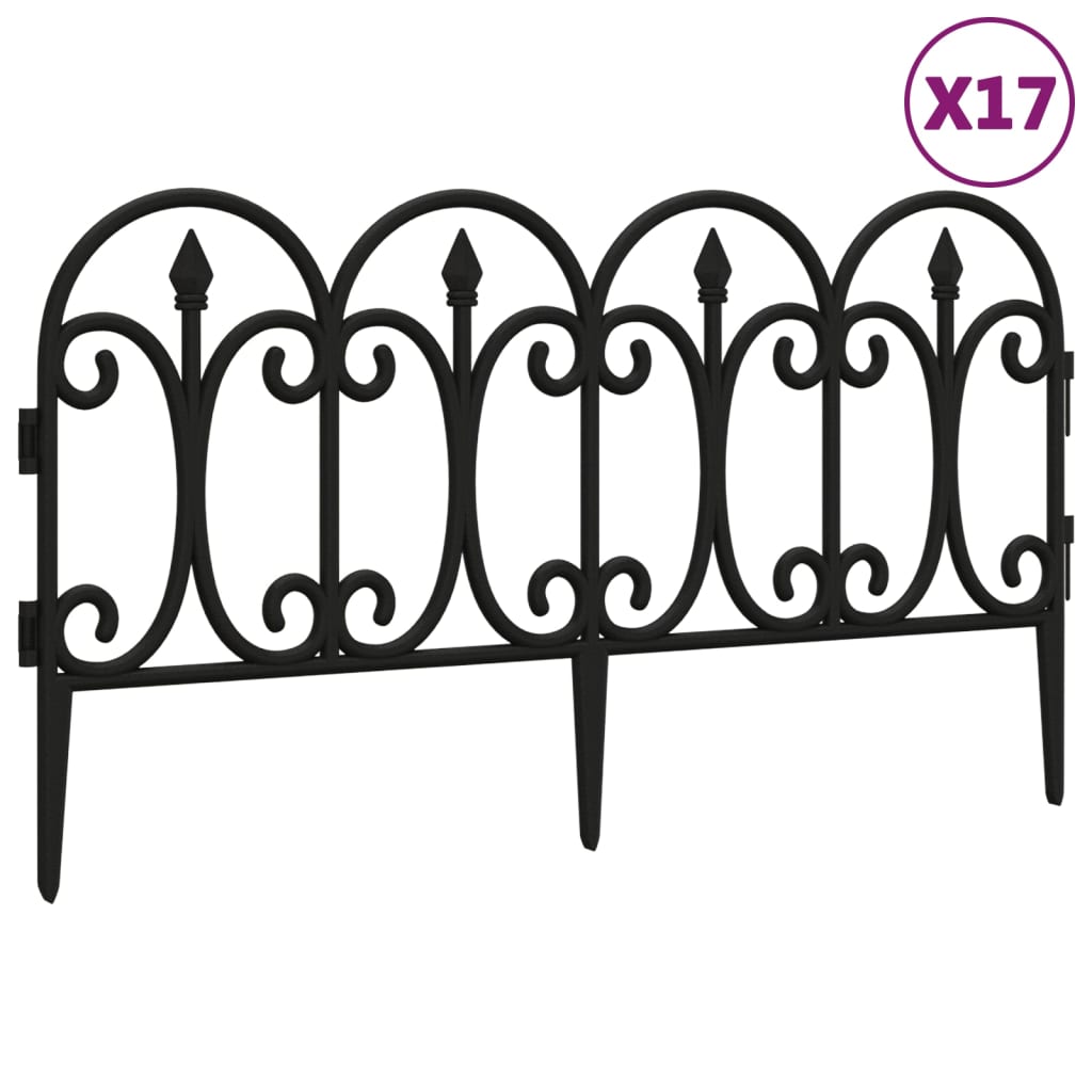 vidaXL Μπορντούρες Γκαζόν 17 τεμ. Μαύρες 10 μ. από Πολυπροπυλένιο