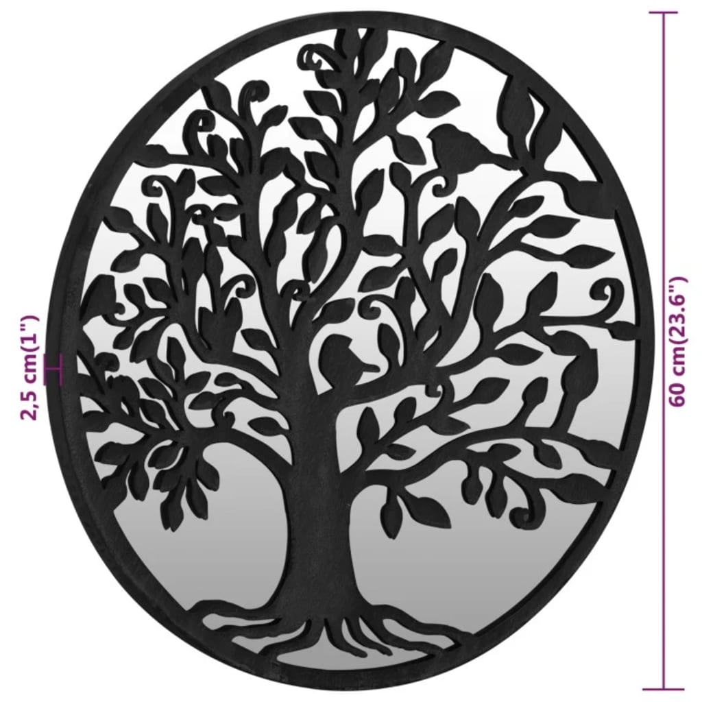 vidaXL Καθρέφτης Κήπου για Εξωτερικούς Χώρους Μαύρος 60x2,5 εκ. Σίδερο