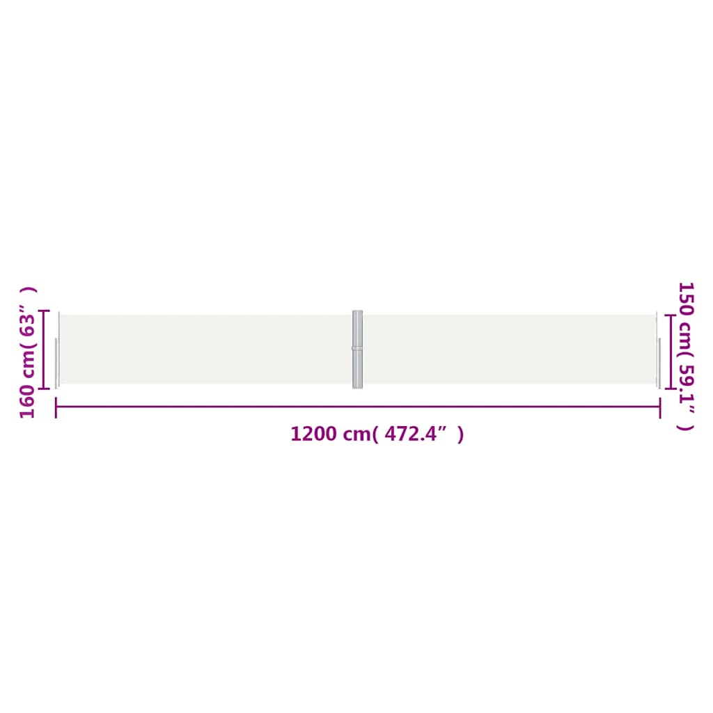 vidaXL Σκίαστρο Πλαϊνό Συρόμενο Κρεμ 160 x 1200 εκ.