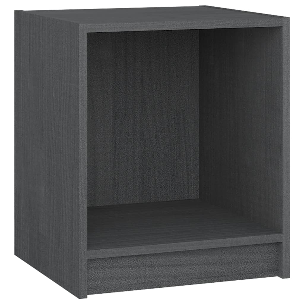 vidaXL Κομοδίνα 2 τεμ. Γκρι 35,5 x 33,5 x 41,5εκ από Μασίφ Ξύλο Πεύκου