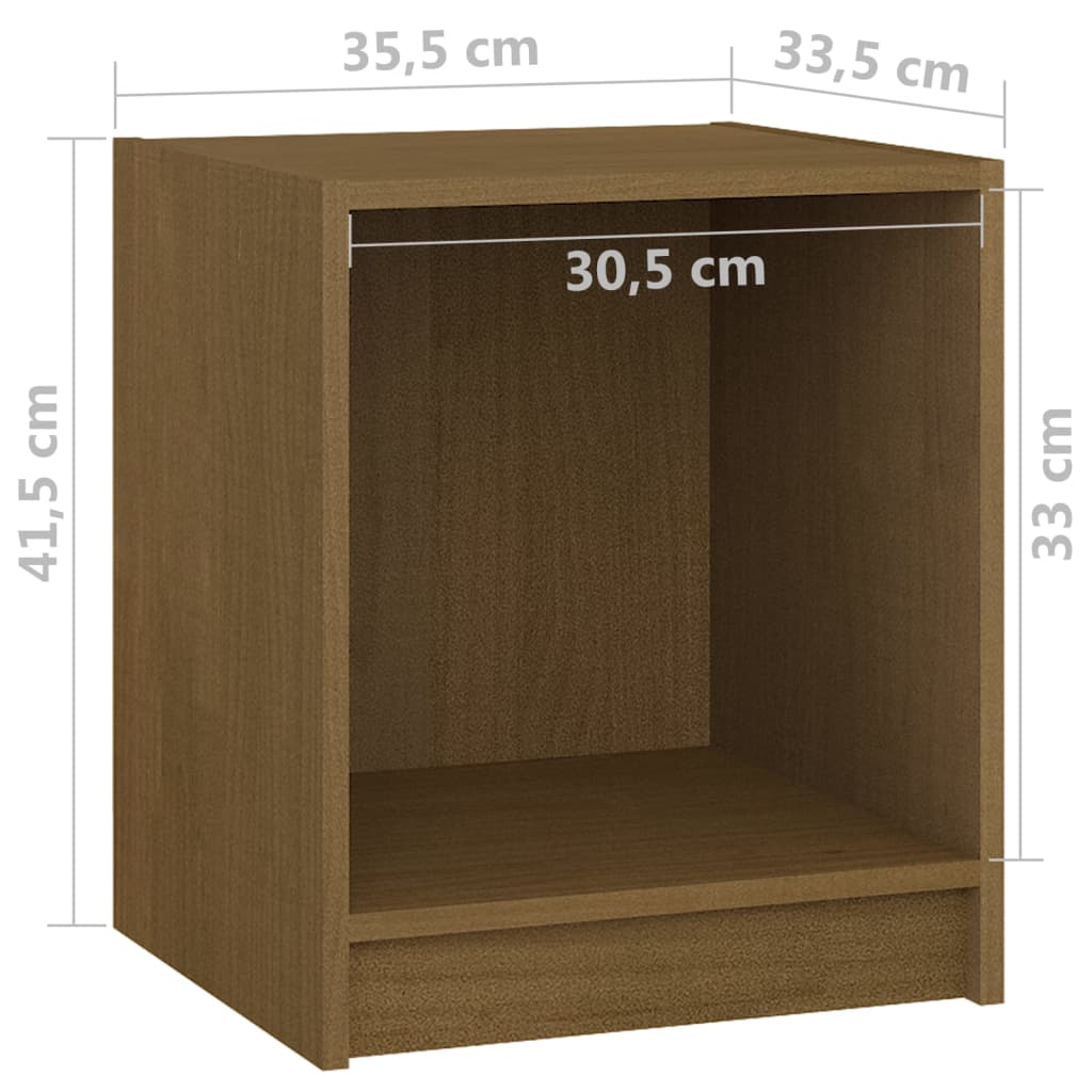 vidaXL Κομοδίνο Καφέ Μελί 35,5 x 33,5 x 41,5 εκ. από Μασίφ Ξύλο Πεύκου