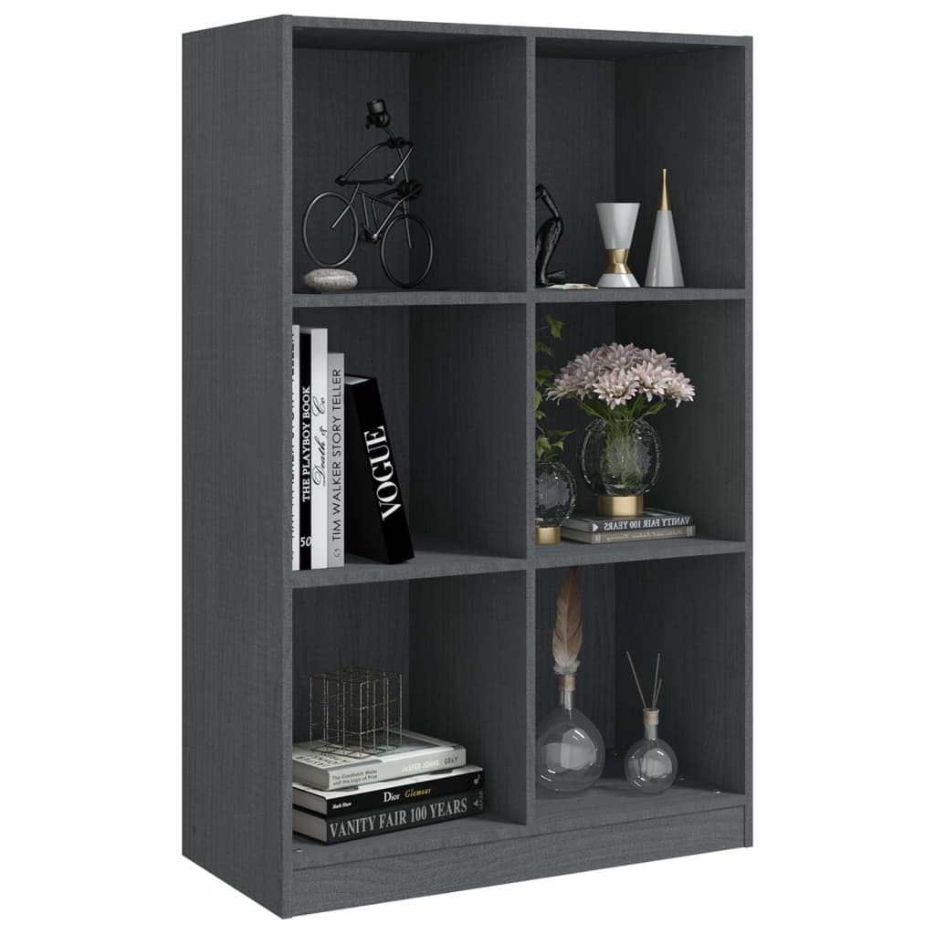 vidaXL Βιβλιοθήκη Γκρι 70 x 33 x 110 εκ. από Μασίφ Ξύλο Πεύκου