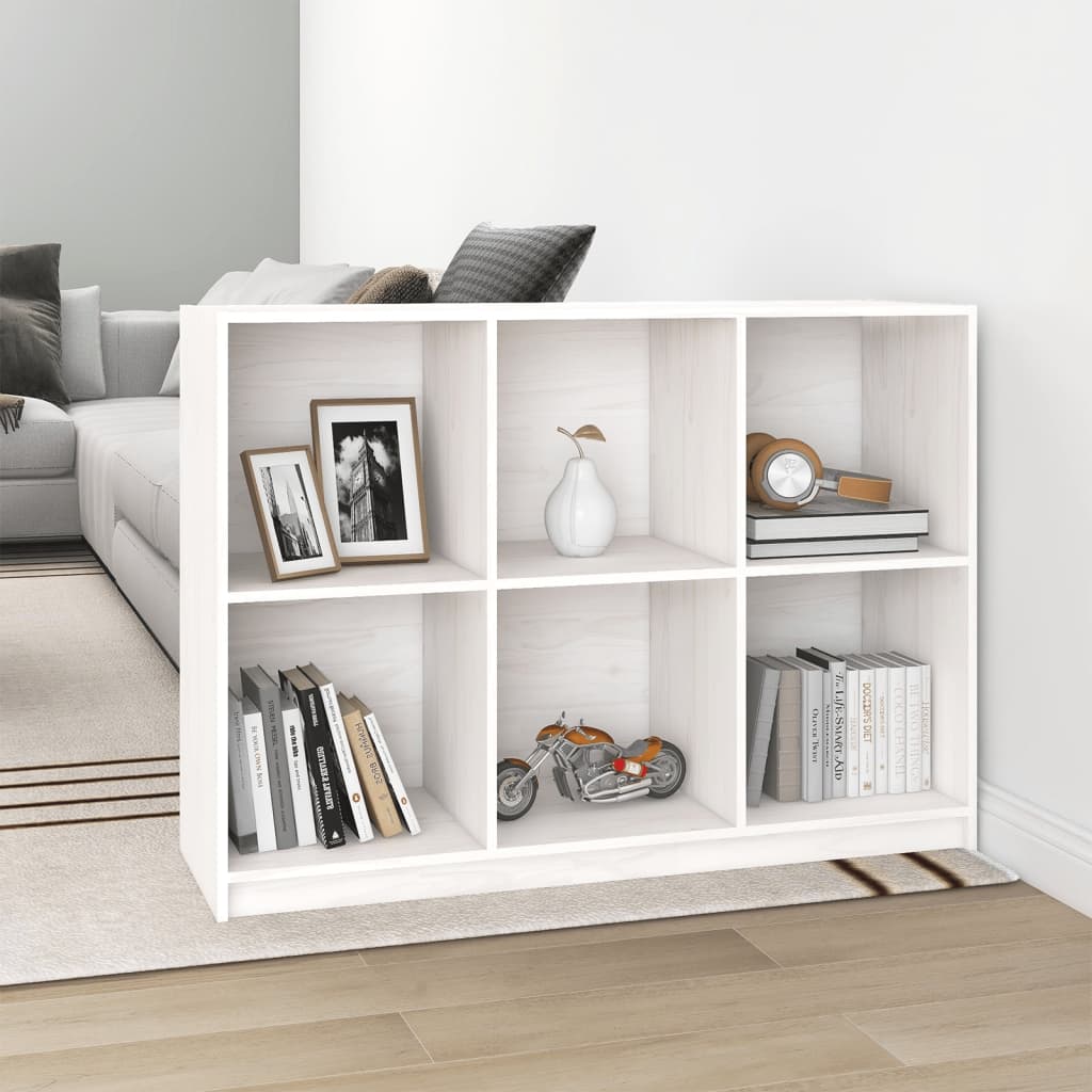 vidaXL Βιβλιοθήκη Λευκή 104 x 33 x76 εκ. από Μασίφ Ξύλο Πεύκου