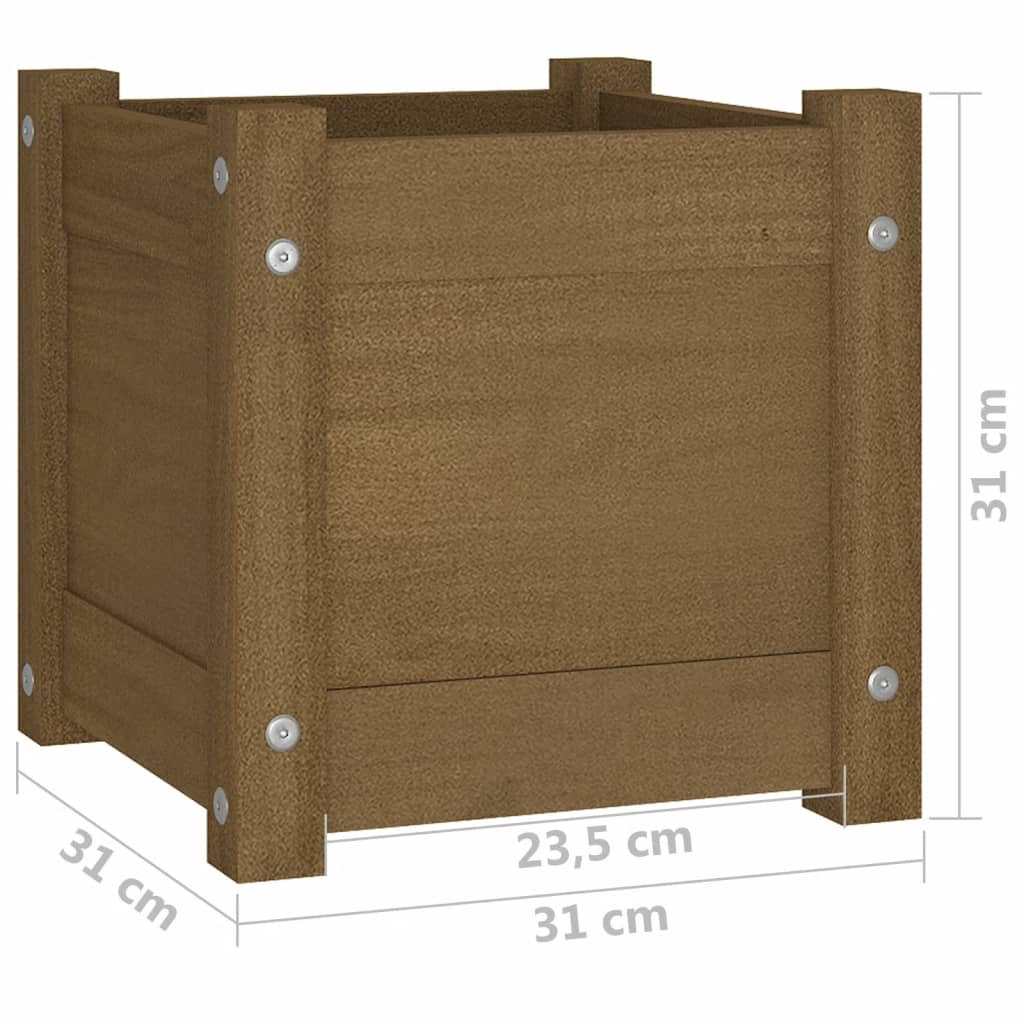 vidaXL Ζαρντινιέρα Μελί 31 x 31 x 31 εκ. από Μασίφ Ξύλο Πεύκου