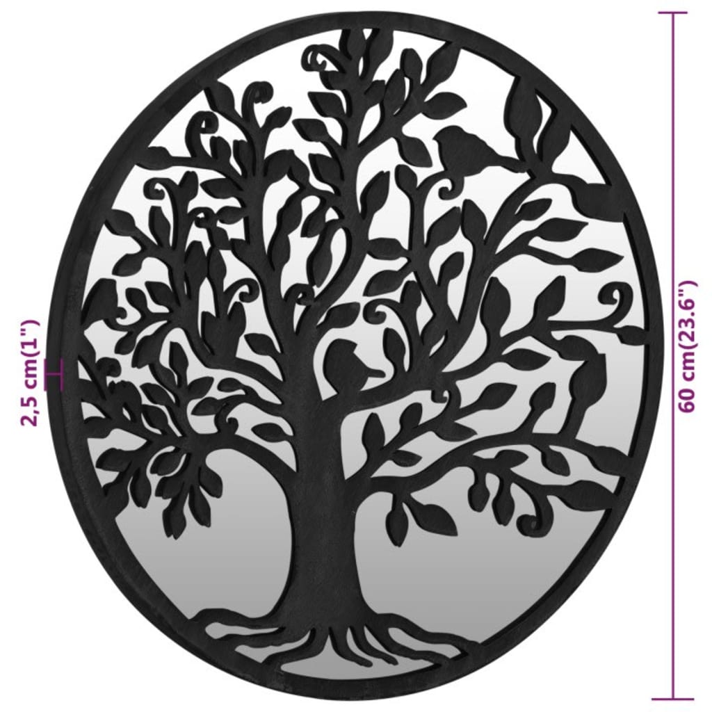 vidaXL Καθρέφτης για Εσ. Χώρους Στρογγυλός Μαύρος 60 x 2,5 εκ. Σίδερο