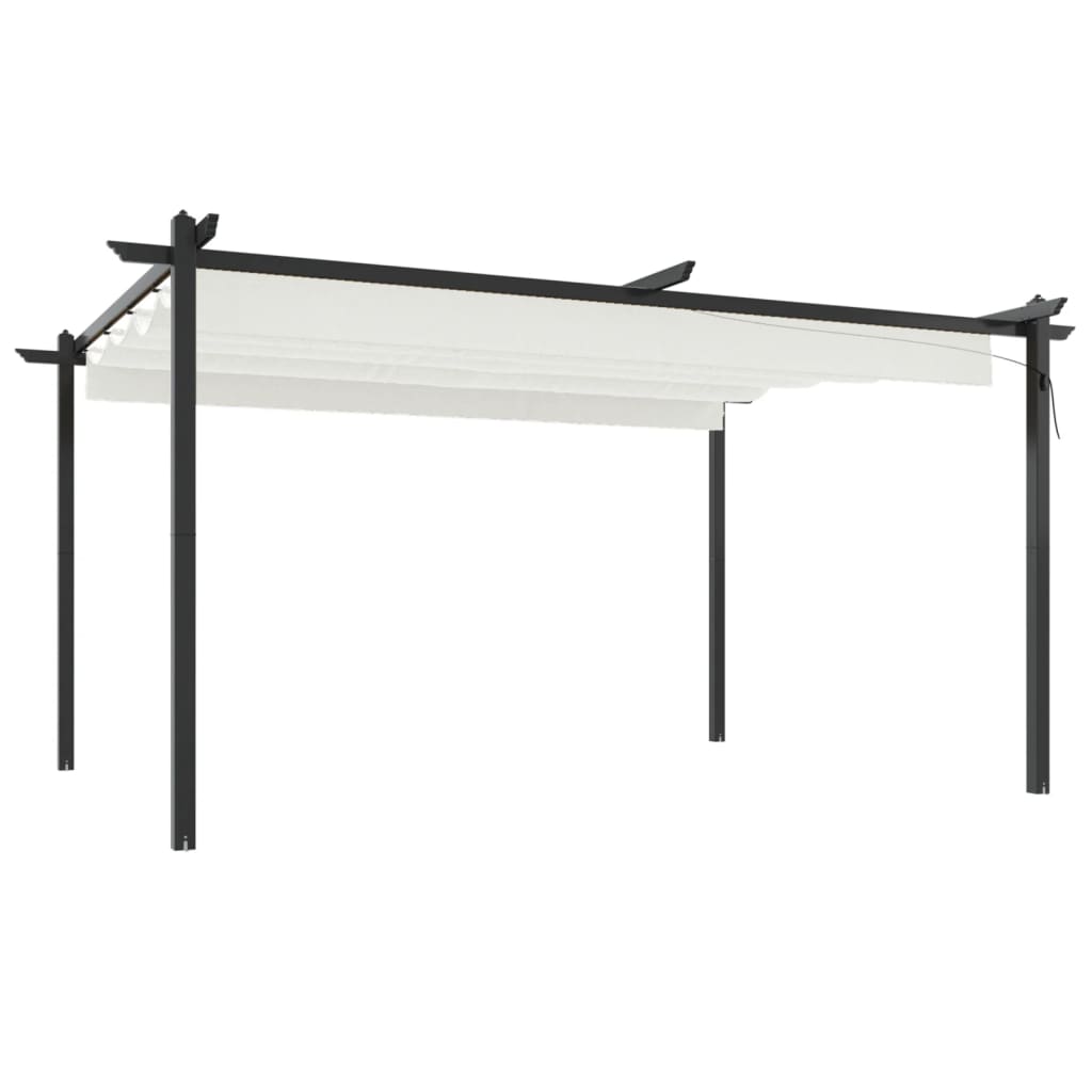 vidaXL Κιόσκι Κήπου με Πτυσσόμενη Οροφή Κρεμ 4 x 3 μ.