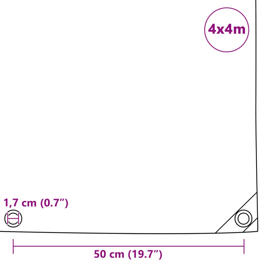 vidaXL Μουσαμάς Μαύρος 650 γρ./μ.² 4 x 4 μ.