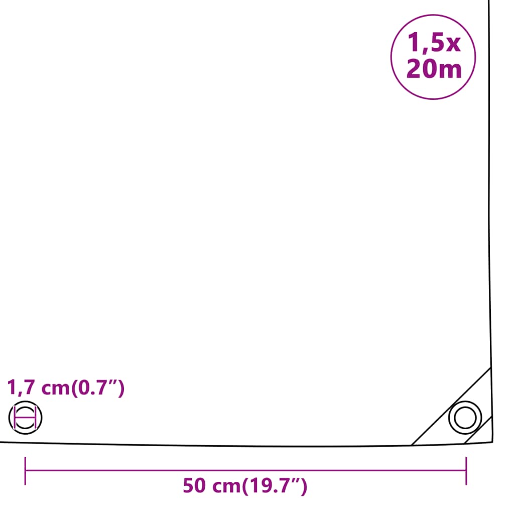 vidaXL Μουσαμάς Μαύρος 650 γρ./μ.² 1,5 x 20 μ.
