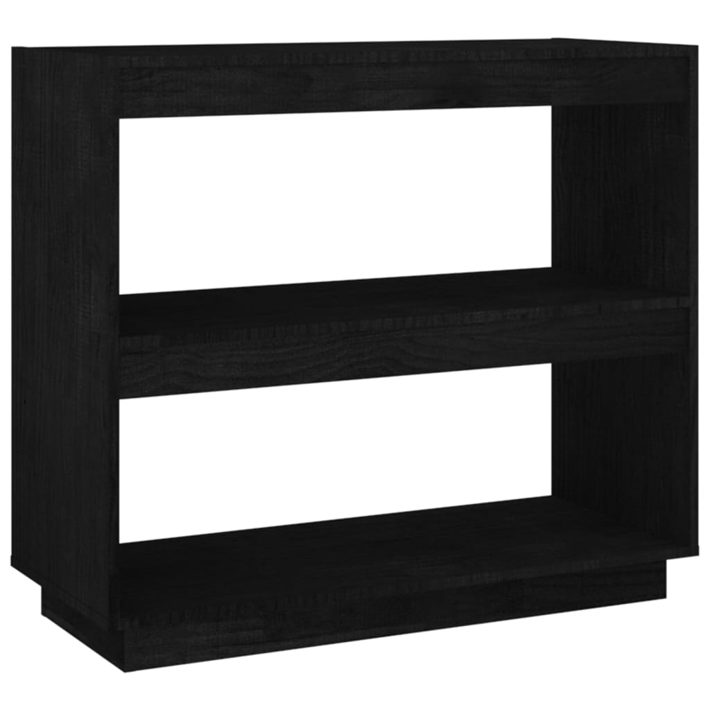 vidaXL Βιβλιοθήκη Μαύρη 80 x 35 x 71 εκ. από Μασίφ Ξύλο Πεύκου