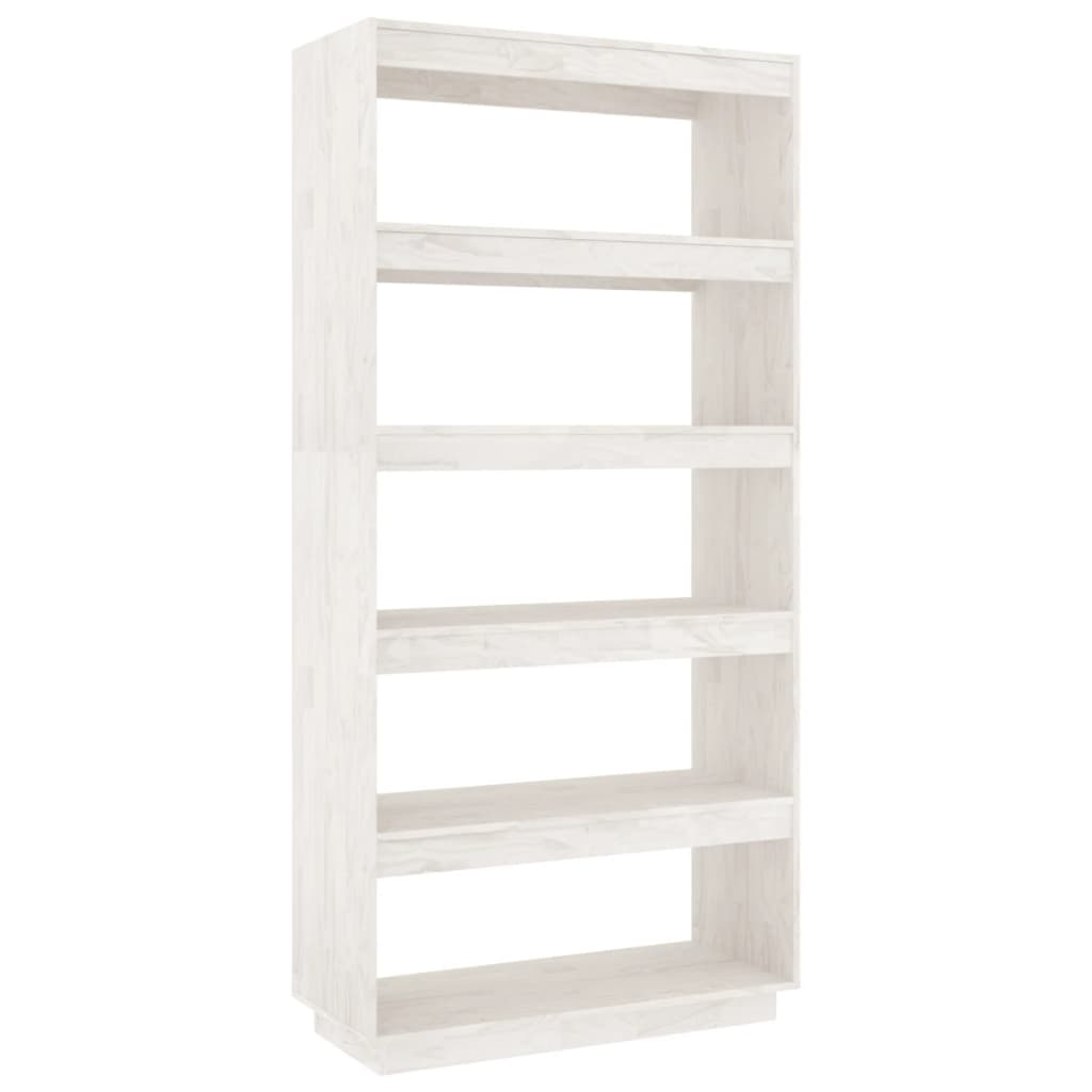 vidaXL Βιβλιοθήκη/Διαχωρ. Χώρου Λευκό 80x35x167 εκ. Μασίφ Ξύλο Πεύκου