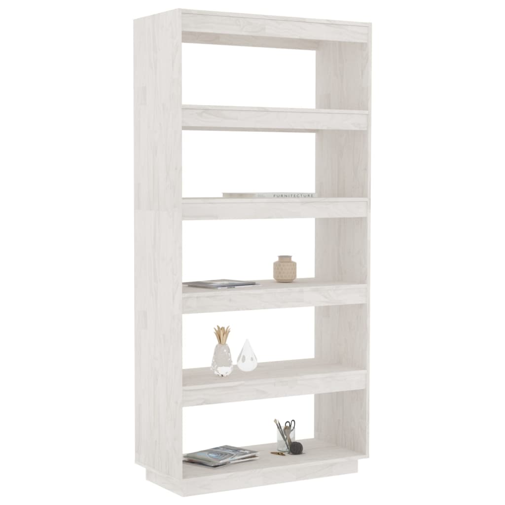 vidaXL Βιβλιοθήκη/Διαχωρ. Χώρου Λευκό 80x35x167 εκ. Μασίφ Ξύλο Πεύκου