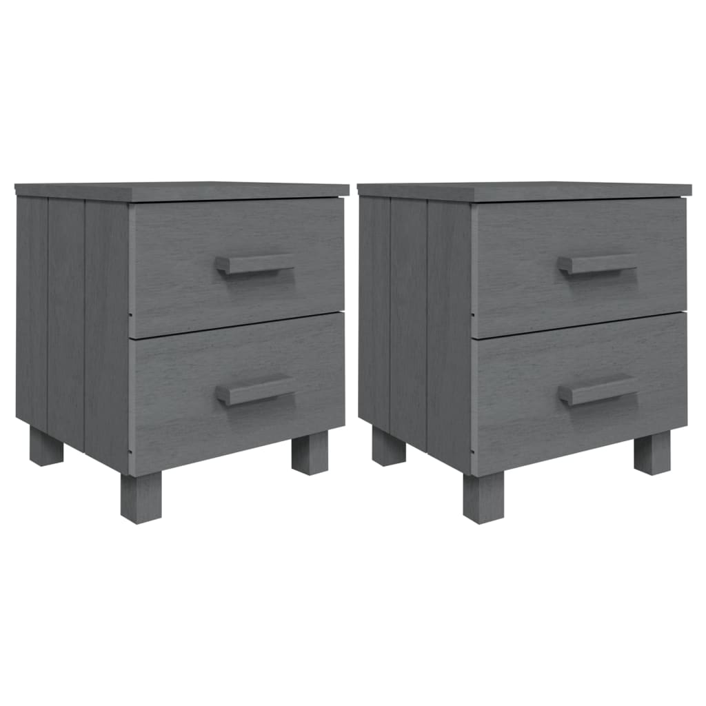 vidaXL Κομοδίνο HAMAR 2 Τεμ. Σκ. Γκρι 40x35x44,5εκ. Μασίφ Ξύλο Πεύκου