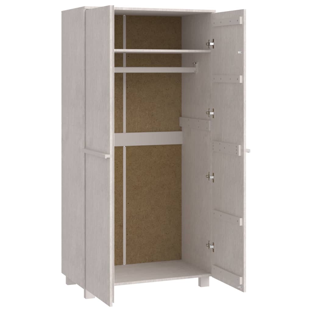 vidaXL Ντουλάπα HAMAR Λευκό 89 x 50 x 180 εκ. από Μασίφ Ξύλο Πεύκου