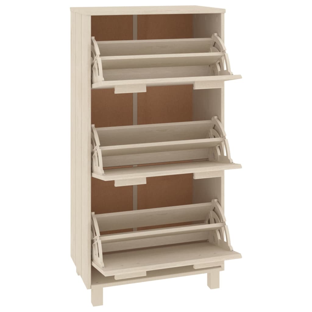 vidaXL Παπουτσοθήκη HAMAR Καφέ Μελί 59,5x35x117 εκ. Μασίφ Ξύλο Πεύκου