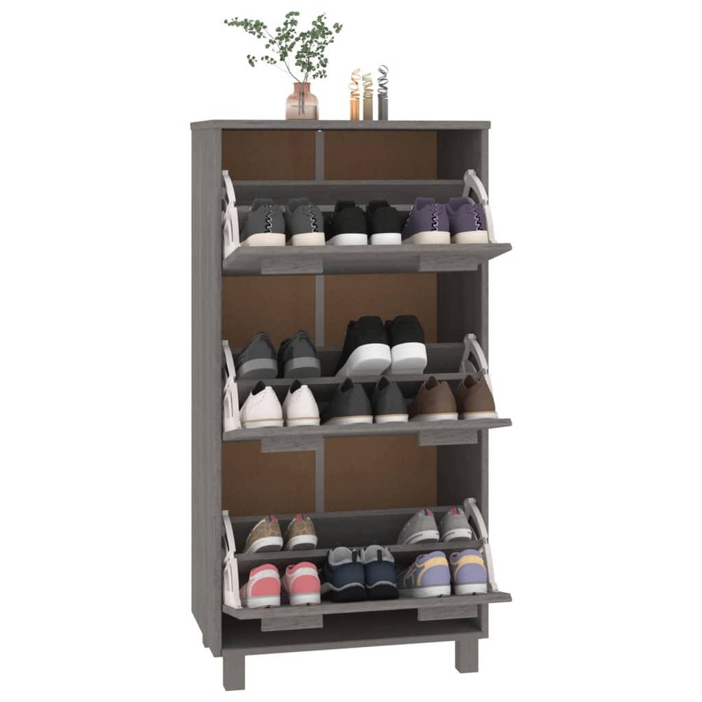 vidaXL Παπουτσοθήκη HAMAR Αν. Γκρι 59,5x35x117 εκ. Μασίφ Ξύλο Πεύκου
