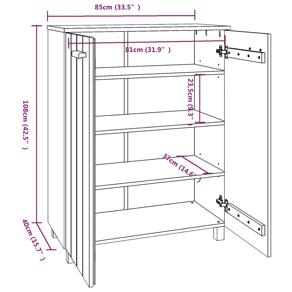 vidaXL Παπουτσοθήκη HAMAR Λευκή 85x40x108 εκ. από Μασίφ Ξύλο Πεύκου