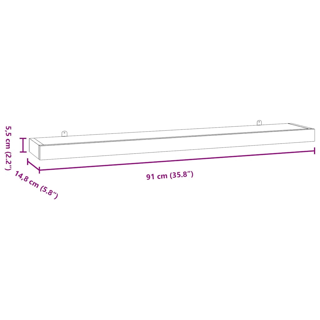 vidaXL Ράφια Τοίχου 2 τεμ. 90 x 15 x 4 εκ. από Μασίφ Ξύλο Teak