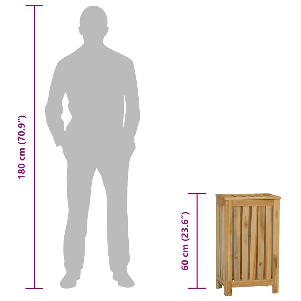 vidaXL Καλάθι Άπλυτων 35 x 25 x 60 εκ. από Μασίφ Ξύλο Teak