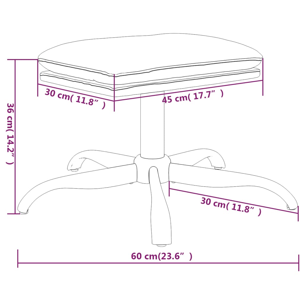 vidaXL Υποπόδιο Ανοιχτό Γκρι 60x60x36 εκ. Ύφασμα & Συνθετικό Δέρμα