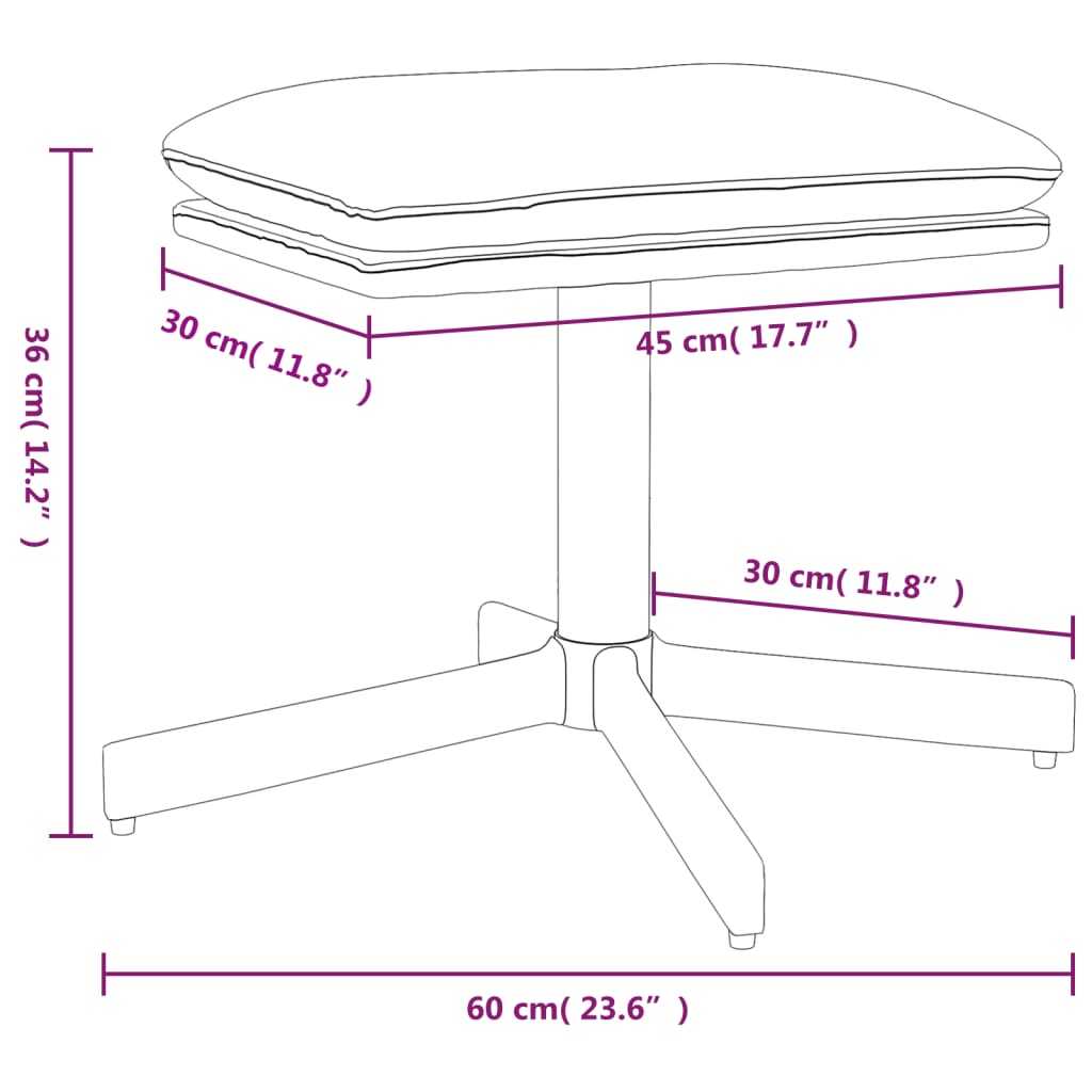 vidaXL Υποπόδιο Καφέ 60x60x36 εκ. Ύφασμα & Συνθετικό Δέρμα