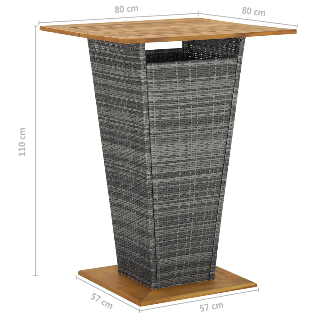 vidaXL Σετ Επίπλων Μπαρ Κήπου 3 τεμ. Γκρι Συνθετικό Ρατάν με Μαξιλάρια