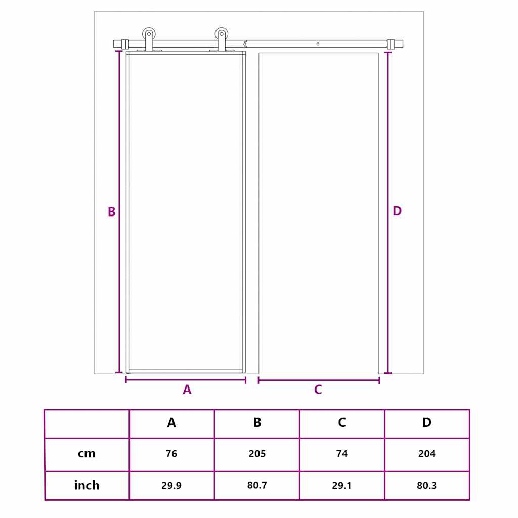vidaXL Συρόμενη Πόρτα Λευκή Αμμοβολή 76 x 205 εκ. Γυαλί ESG/Αλουμίνιο